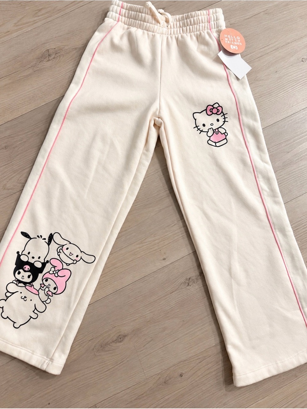 Hello Kitty Cream and Pink Kids Pajama Bottoms with Character Prints